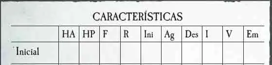 Atributos iniciales en Warhammer RPG 4a Ed.