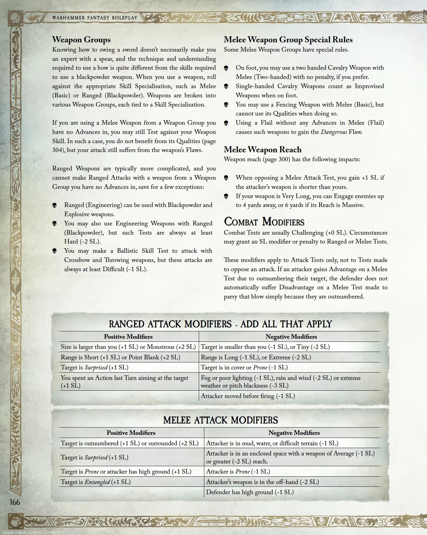 Attack Modifiers - Warhammer Fantasy Roleplay 5th edition